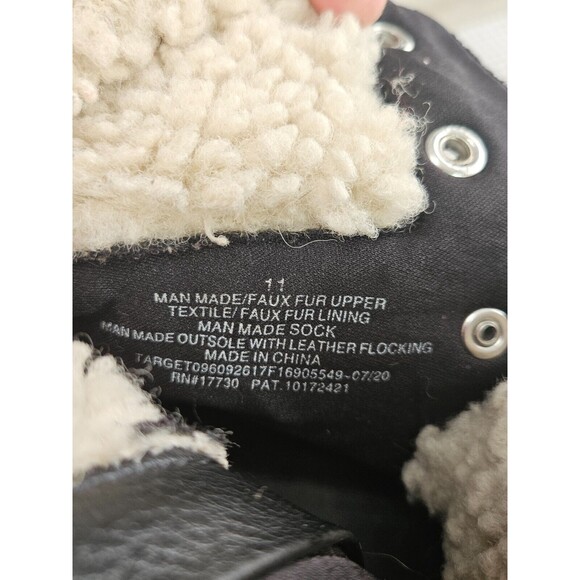 Women's Platform Black Leather Faux Fur Ankle Top Boots Size 11 - Picture 5 of 5